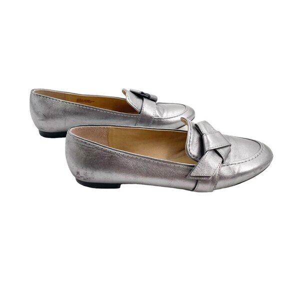 Talbots Gunmetal Leather Knot Slip On Loafers Flats Womens Size 8.5 Classic - Picture 3 of 9